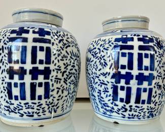 (2) Blue & White Ginger Jars