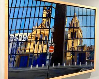 "Trinity Church Reflection" Oil on Canvas, Signed Sol Hartman