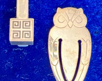 Varga Sterling Silver Tie Bar & Vintage Tiffany & Co. Sterling Silver Owl Bookmark