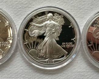 1987, 1989, 2000 One Dollar Silver Coins