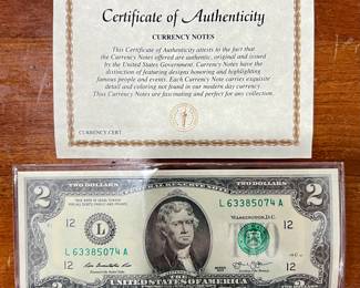 $2 Bill with COA