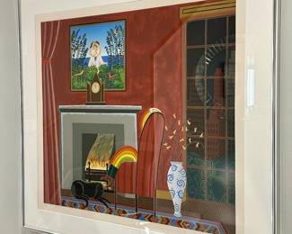 "Red Room at Beekman Place," Serigraph Signed Thomas McKnight