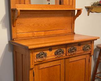 Darling Vintage Antique Maple Buffet Sideboard; Approximate Measures: Width: 38” • Depth: 17” • Height: 72” 