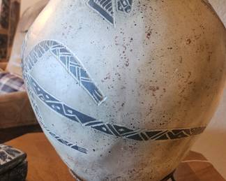 Pottery / Stoneware Pottery Lamp with Eagle and Lizard