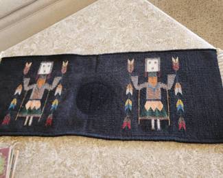 Vintage Hand Woven 2 Sided Black Yei Rug