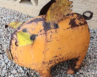 Recycled Metal Flying Pig 