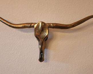 Brass Long Horn Steer Wall Hanging