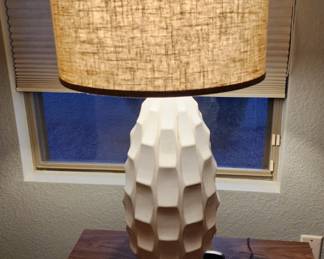 Possini Euro Cosgrove Oval White Modern Ceramic Table Lamp