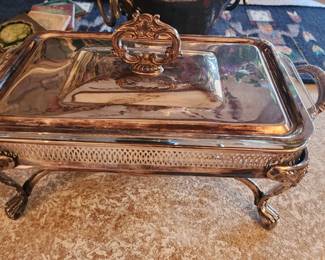 Vintage Rectangular Casserole Silver Metal Baking Dish