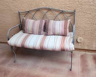 Metal Outdoor Bench with Cushions