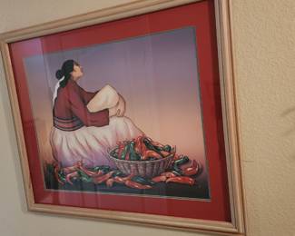 R.C. Gorman lithograph “Chili Peppers” Matted and Framed