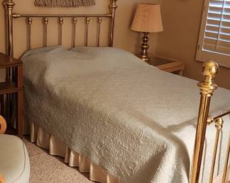 Bed with Brass Headboard and Footboard