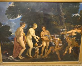 18th century French School “Judgement of Paris” oil painting  