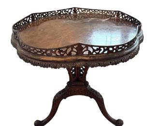 Antique Carved Mahogany Tea Table