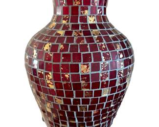 Large Red Gold Tile Mosaic Vase
