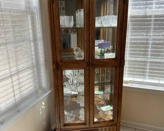 Lighted Display Cabinet with Drawer and 3 Glass Shelves