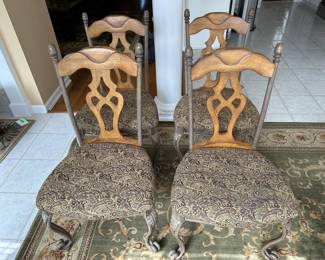 Metal and Wood Upholstered Seat Dining Chairs