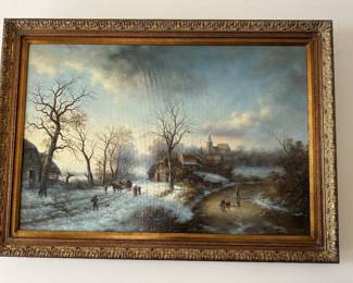 Framed and Signed Oil Painting of a Farm