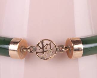 10k gold green jade Asian bracelet