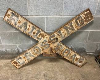 #3 EARLY EMB. CAST RR CROSSING SIGN