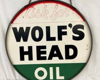 36IN DST 1954 WOLFS HEAD OIL SIGN