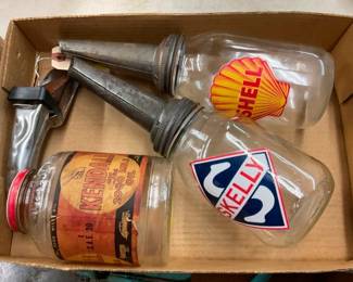 GLASS OIL BOTTLES AND OTHERS