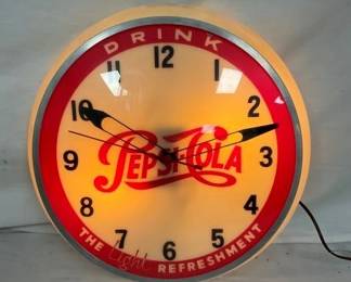 16IN LEXAN PEPSI COLA LIGHTUP CLOCK