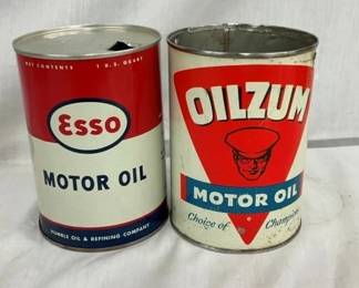 1QT OILZUM AND ESSO CANS