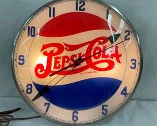15IN LIGHTED PEPAI COLA DOUBLE DOT CLOCK