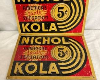 (2) NOS EMB. NICHOL KOLA TIN SIGNS