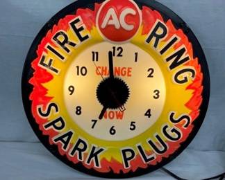 EMB. LEXAN AC SPARK PLUGS LIGHTED CLOCK