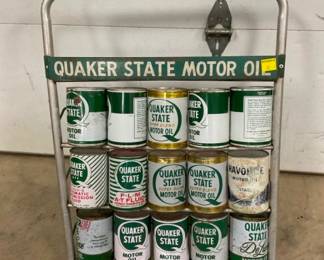 QUAKER STATE OIL RACK W/CANS 