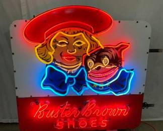 RARE PORC. BUSTER BROWN NEON SIGN