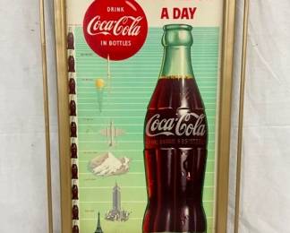 ORIG. FRAMED COKE CB 1957 W/ BOTTLE