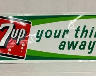 1963 EMB. SST 7UP YOUR THIRST AWAY SIGN