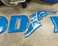 BLUE PORC. GOODYEAR LETTERS W/ SHOE