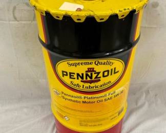 16G. PENNZOIL BARREL W/ LID