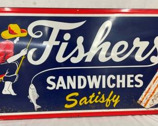 1965 SST EMB. FISHERS SANDWICHES SIGN