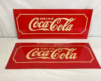 (2) NOS 1941 EMB. GLASCOCK TIN SIGNS