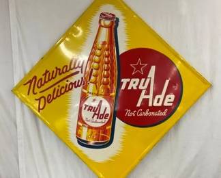 SST EMB. 1952 TRU ADE SIGN W/ BOTTLE