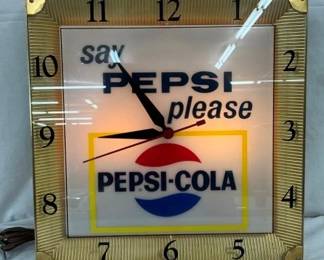LIGHTUP PEPSI COLA SAY PLEASE CLOCK