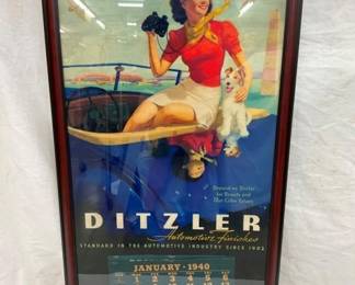 1940 DITZLER AUTO FINISHES CALENDAR 