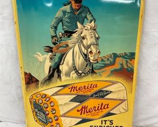 1952 MERITA BREAD LONE RANGE SIGN