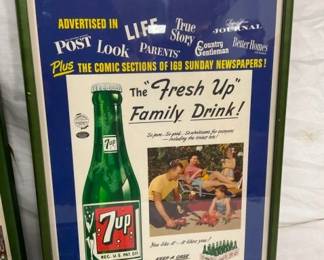 FRAMED 7UP PAPER ADS