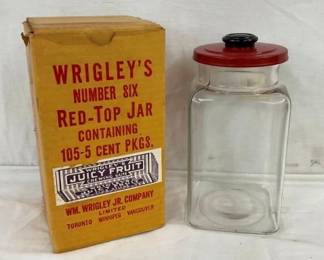 NOS WRIGLEYS JAR W/ ORIG. BOX