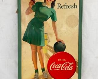 FRAMED COKE BOWLING CB W/ LADY