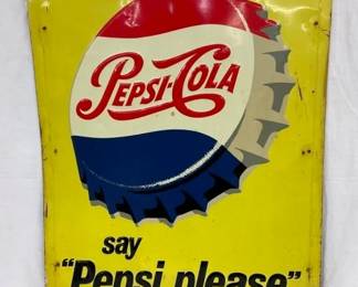 SST EMB. PEPSI PLEASE W/ CAP SIGN