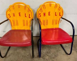 (2) SHELL BACK METAL CHAIRS