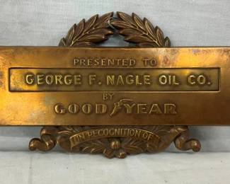 METAL GOODYEAR RECOGNITION PLAQUE