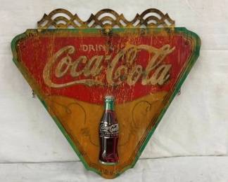WOODEN KAY COCA COLA SIGN W/ BOTTLE